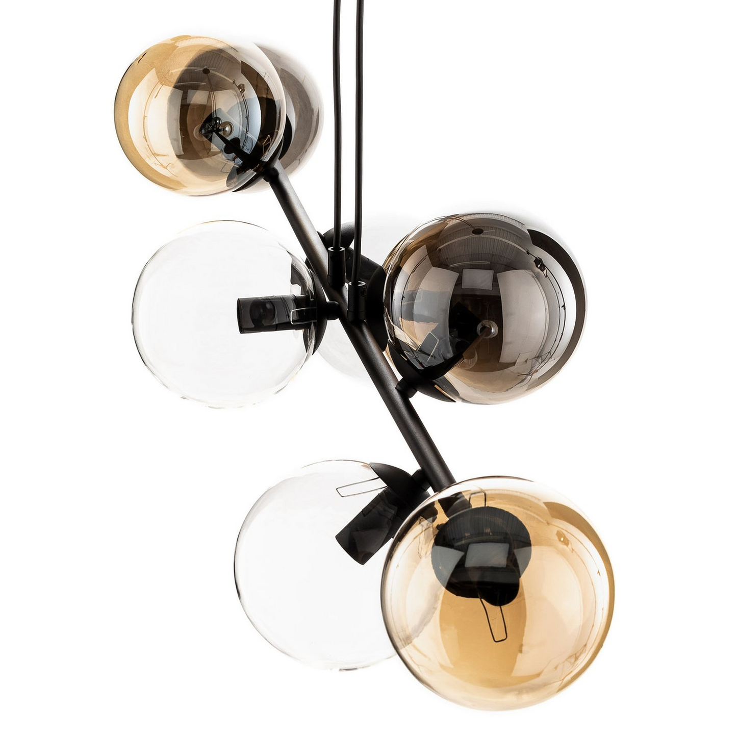 B-flokks Euluna hengiljós Glassy loftlampi hengiljós E14 8 ljós gler grafít AM643 