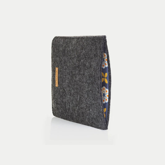 Hülle für Kobo Libra Color | aus Filz und Bio-Baumwolle | anthrazit - bloom | Modell "LET"