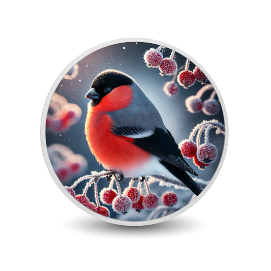 Crimson Frost: A Bullfinch's Elegance 1oz Silver