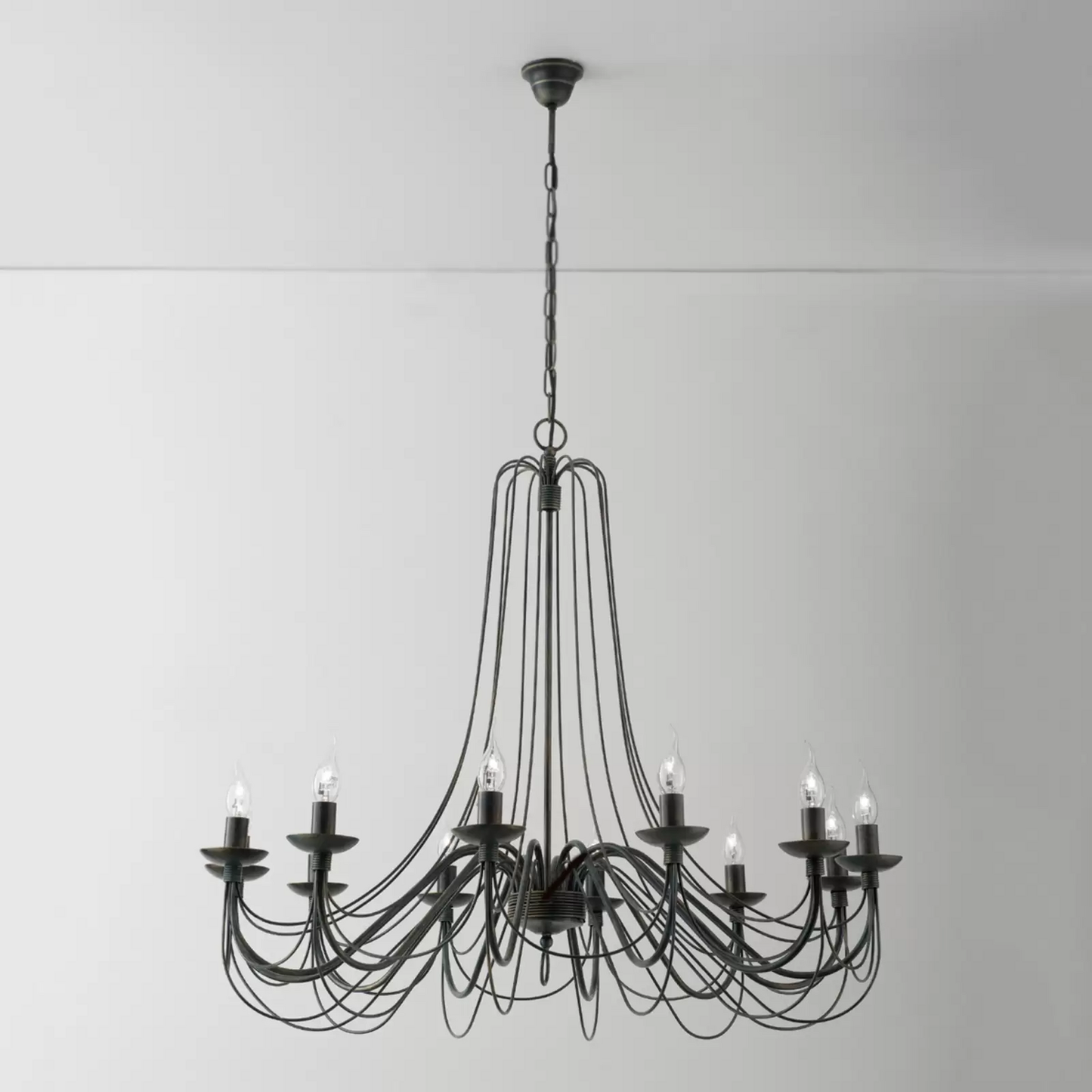 B-flokks ljósakróna Antonina Black 12-ljósa loftlampi fyrir stofu