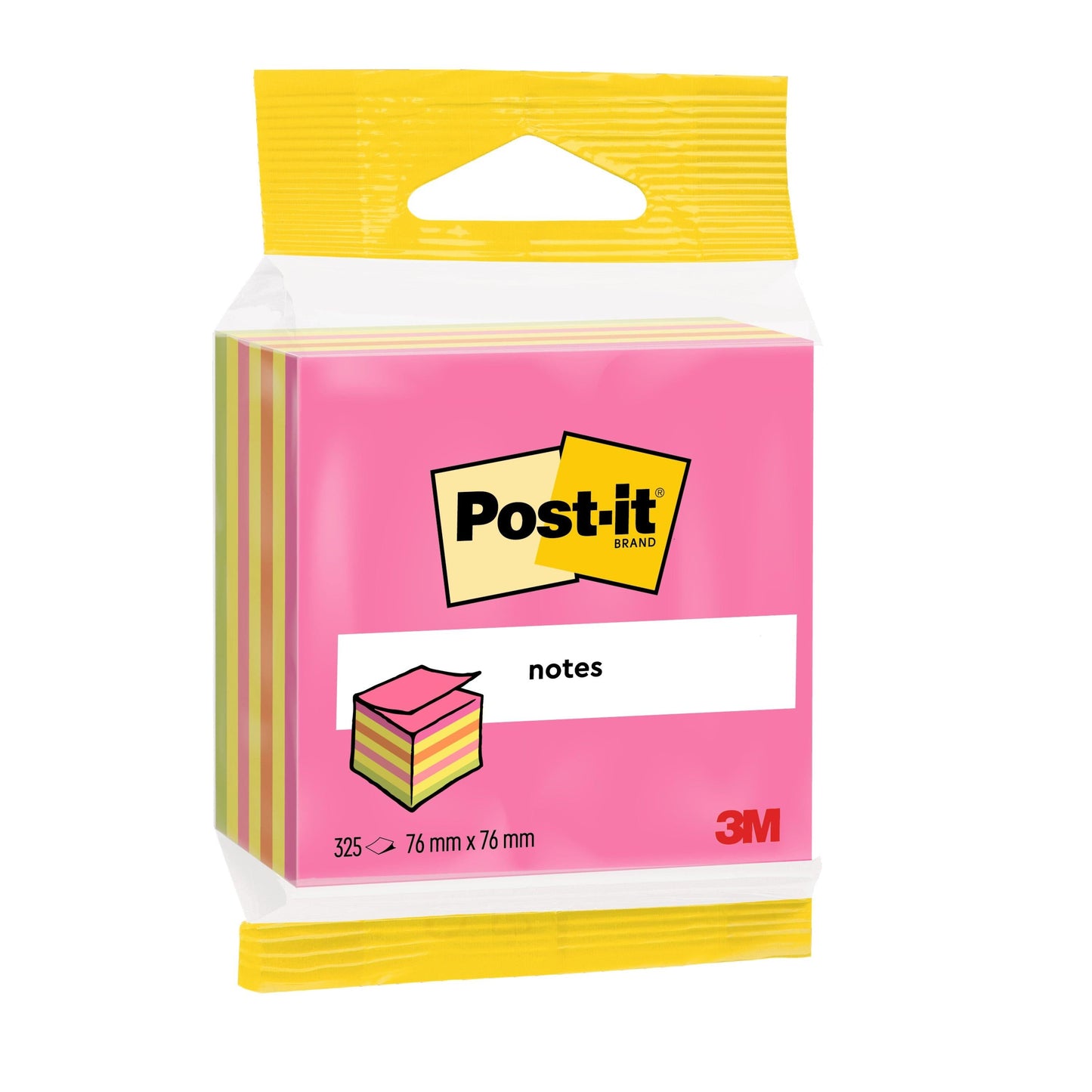 Post-it® Notes Würfel, Rosa und Gelb, 76 mm x 76 mm, 325 Blatt/Block, 1 Block/Packung, 100% PEFC, SGSCH-PEFC-COC-110078 | Packung (1 Set)