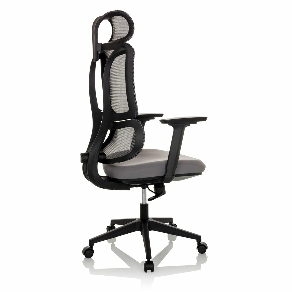 Skrifstofustóll í B-flokki, snúningsstóll, vinnuvistfræðilegt skrifborð, möskvaefni, grátt, Mybuero