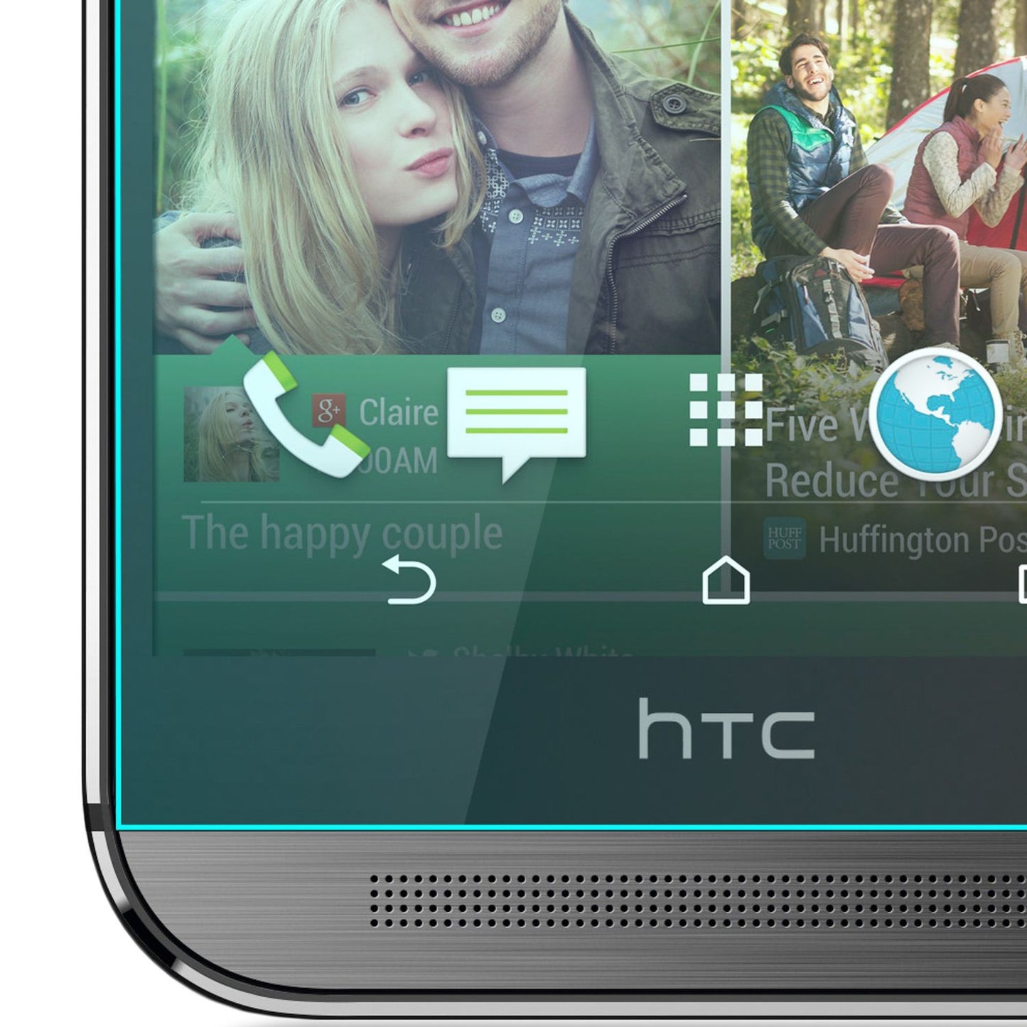 NALIA skjávörn fyrir HTC One M8, 9H skjávörn úr hertu gleri sem er alveg hulin.