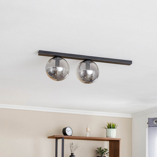 Emibig loftlampi í B-flokki, ljósastæði, svart grafít, tvö ljós. Sjá texta/mynd.