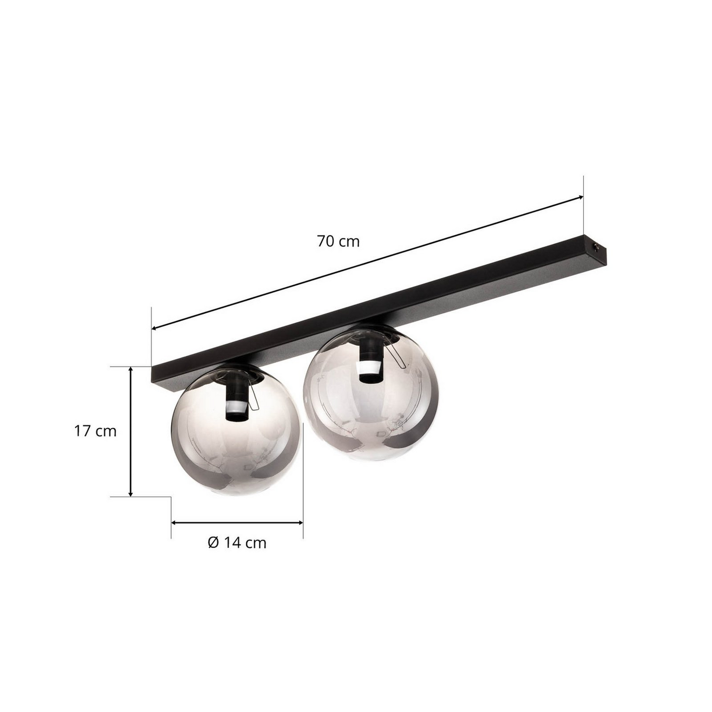 Emibig loftlampi í B-flokki, ljósastæði, svart grafít, tvö ljós. Sjá texta/mynd.