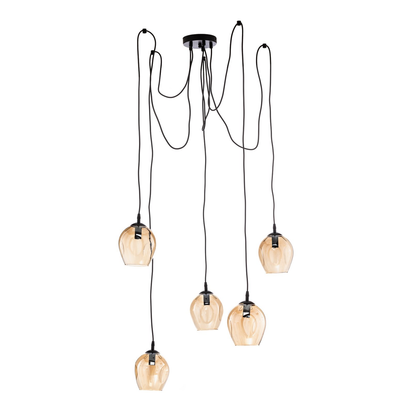 B-flokks Emibig Lighting hengilampi, henglampi, ljós Starla Amber, dreifstýrt, 5 ljós.