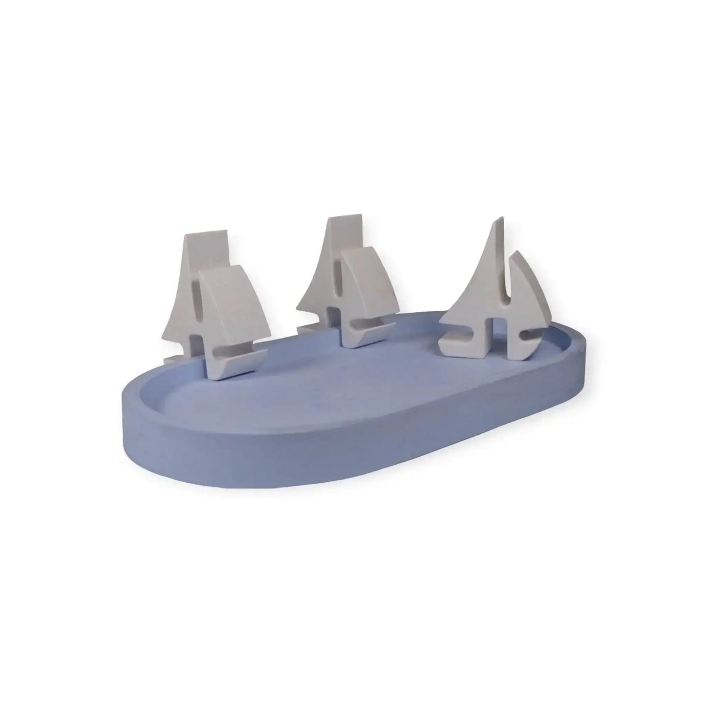 Maritimer Dekoteller mit Segelbooten – Handgefertigte Keramik-Deko in Wunschfarben