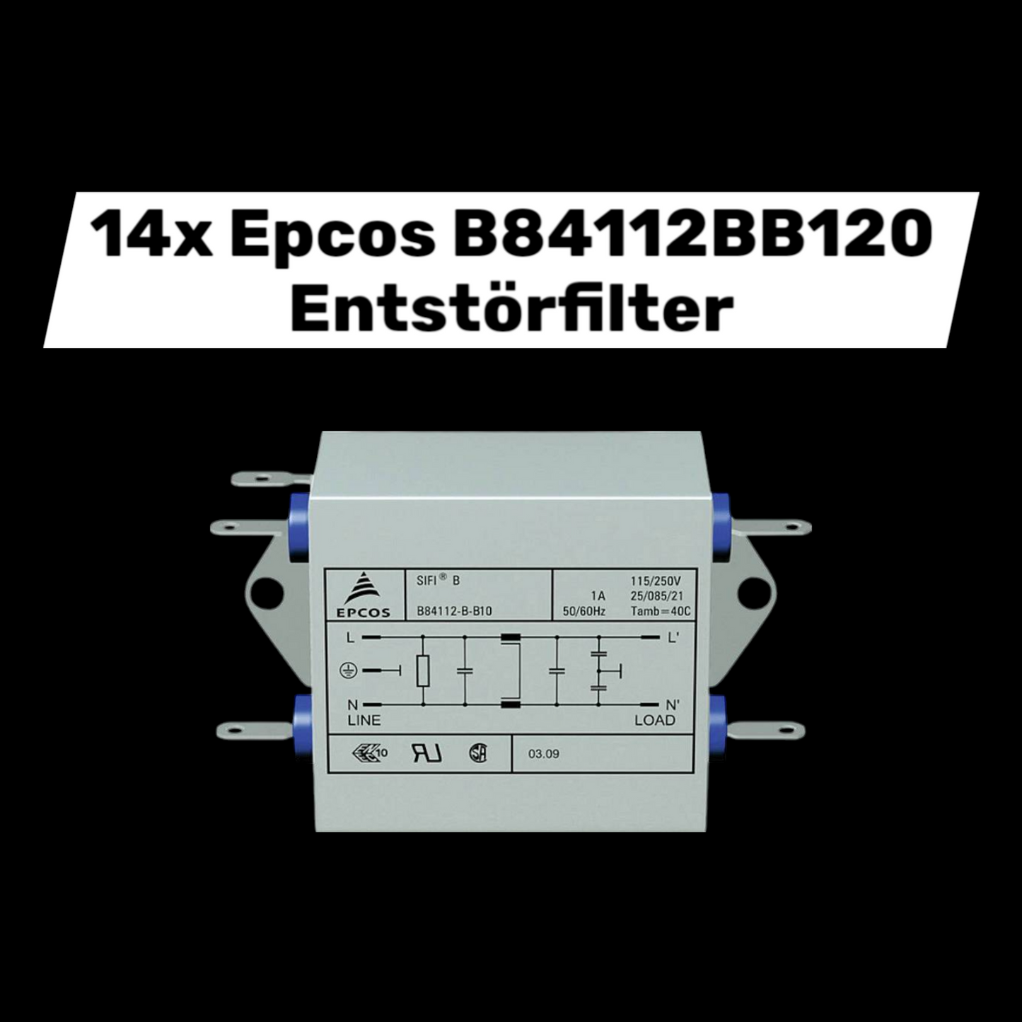 B-grade Epcos B84112 Bb120 interference suppression filter, flame retardant, 250 V/Ac 20, 14 pieces