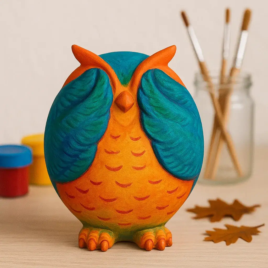 Eulenfigur „Nichts Böses sehen“ – Handgemachte Deko mit Symbolik