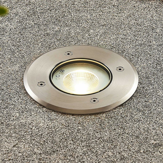 B-grade Lampenwelt.Com LED recessed floor light, recessed lamp Kari stainless steel round