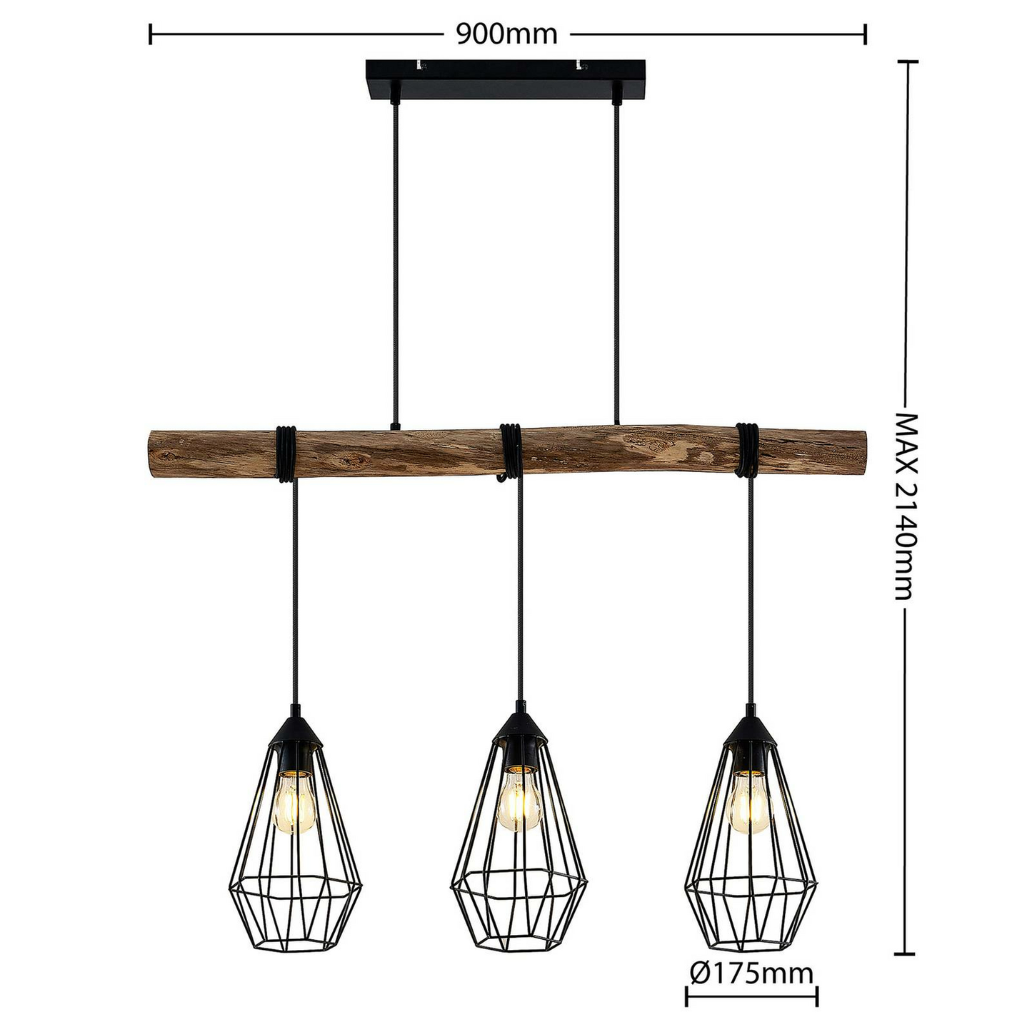 B-stock Lindby Eldarion hanging light hanging lamp lamp light 3 bulbs light black 935