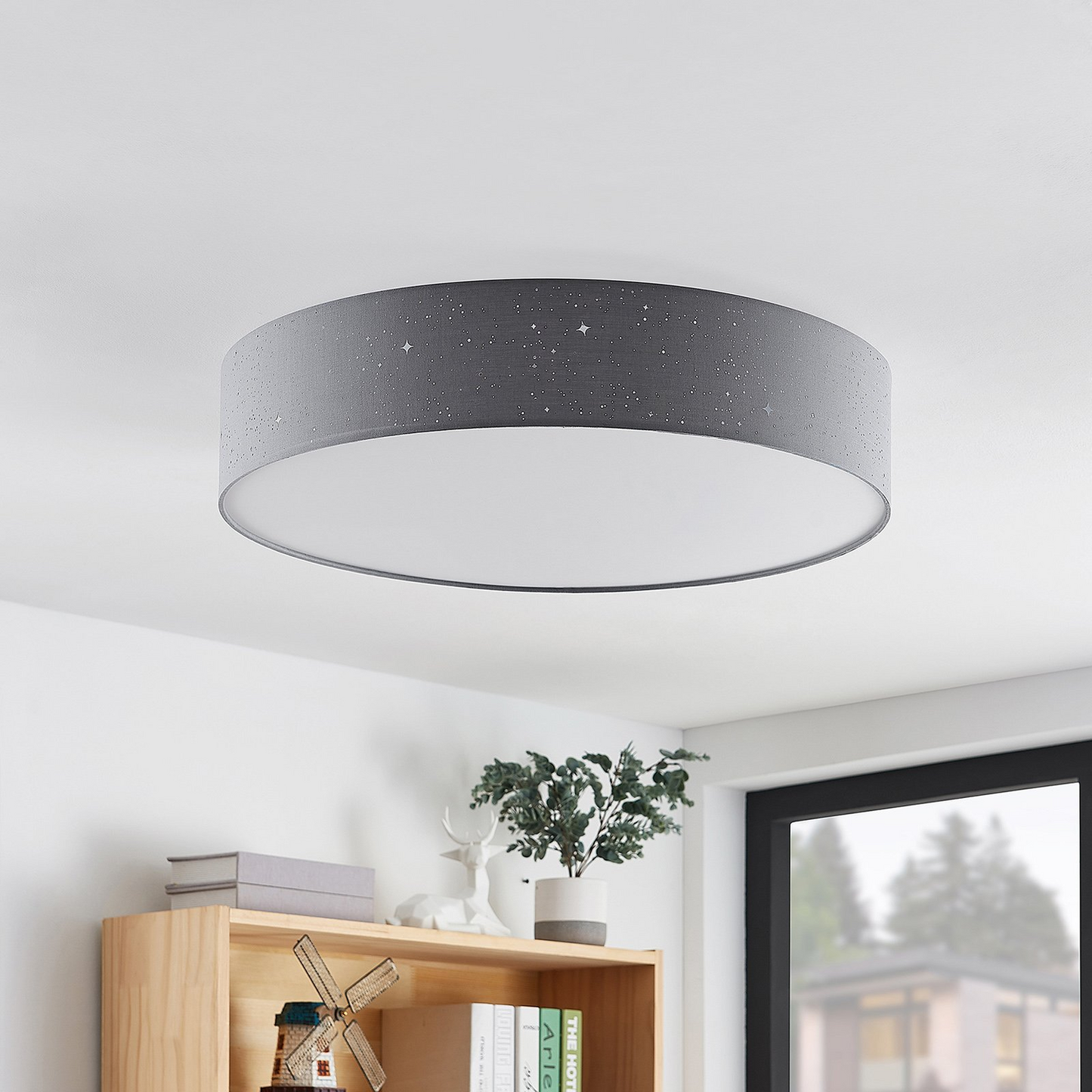 Lindby Ellamina LED loftlampi í B-flokki, ljós, ljós, ljósgrár, ø60 cm, R379 