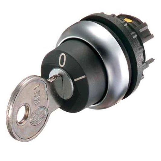 B-flokks Eaton 111790 M22 Ws Ms2 lykilhnappur að framan með plastlykli, svartur