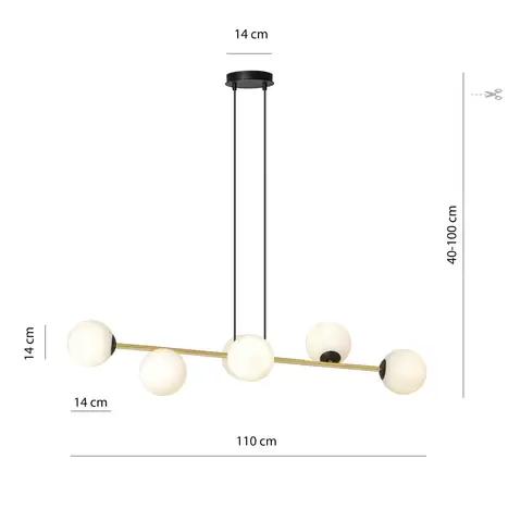 B-flokks hengiljós Gravity hengiljós loftljós Opal hvítt/Gull/Svart gler E14 