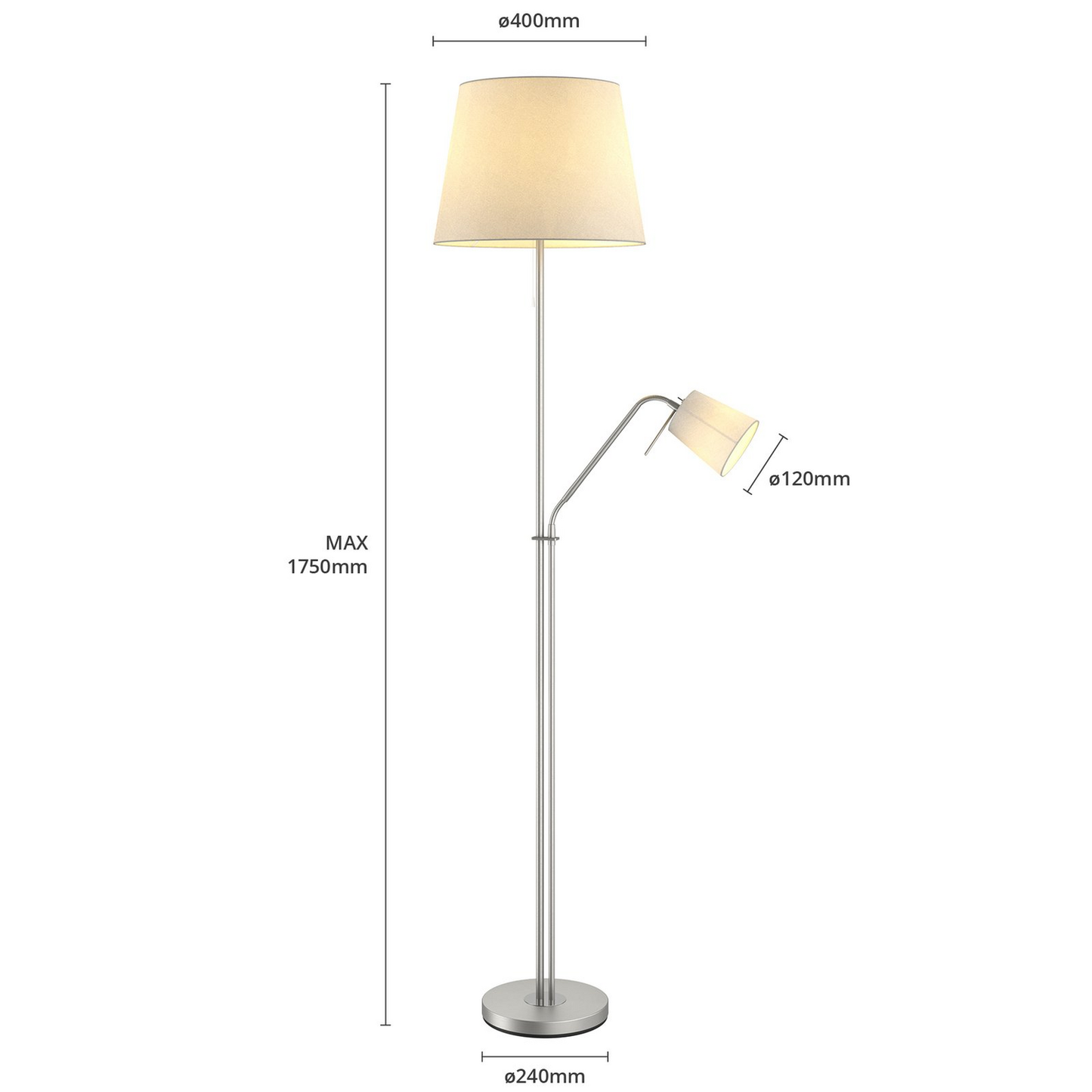B-Ware Lindby Nantwin Stehleuchte Stehlampe Standleuchte Standlampe Stoffschirm Weiß300