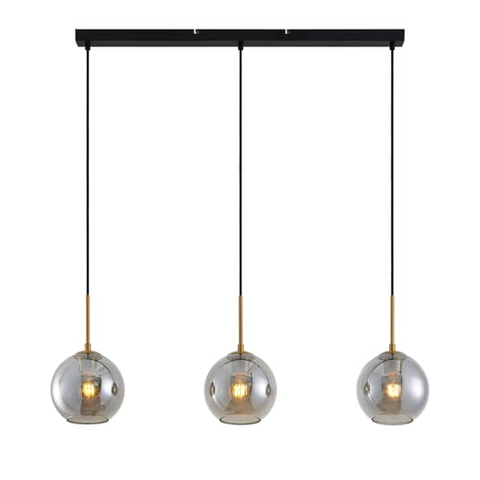 B-grade Lindby Hiwana pendant light with 3 smoked glass globes, ceiling lamp, pendant light, lamp 917 