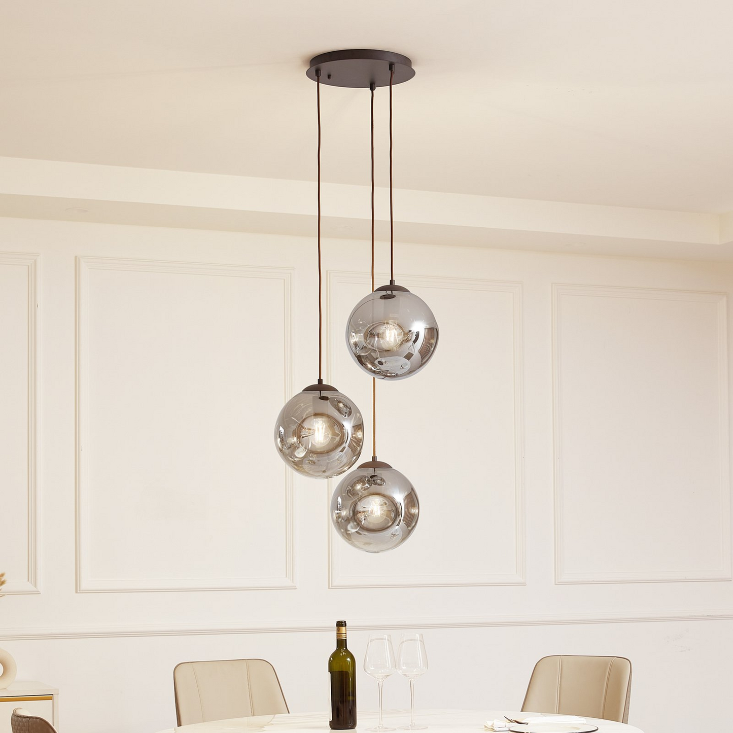 B-stock Lindby hanging light Valentina E27 ø 49cm smoke gray glass hanging lamp lamp Leuc72