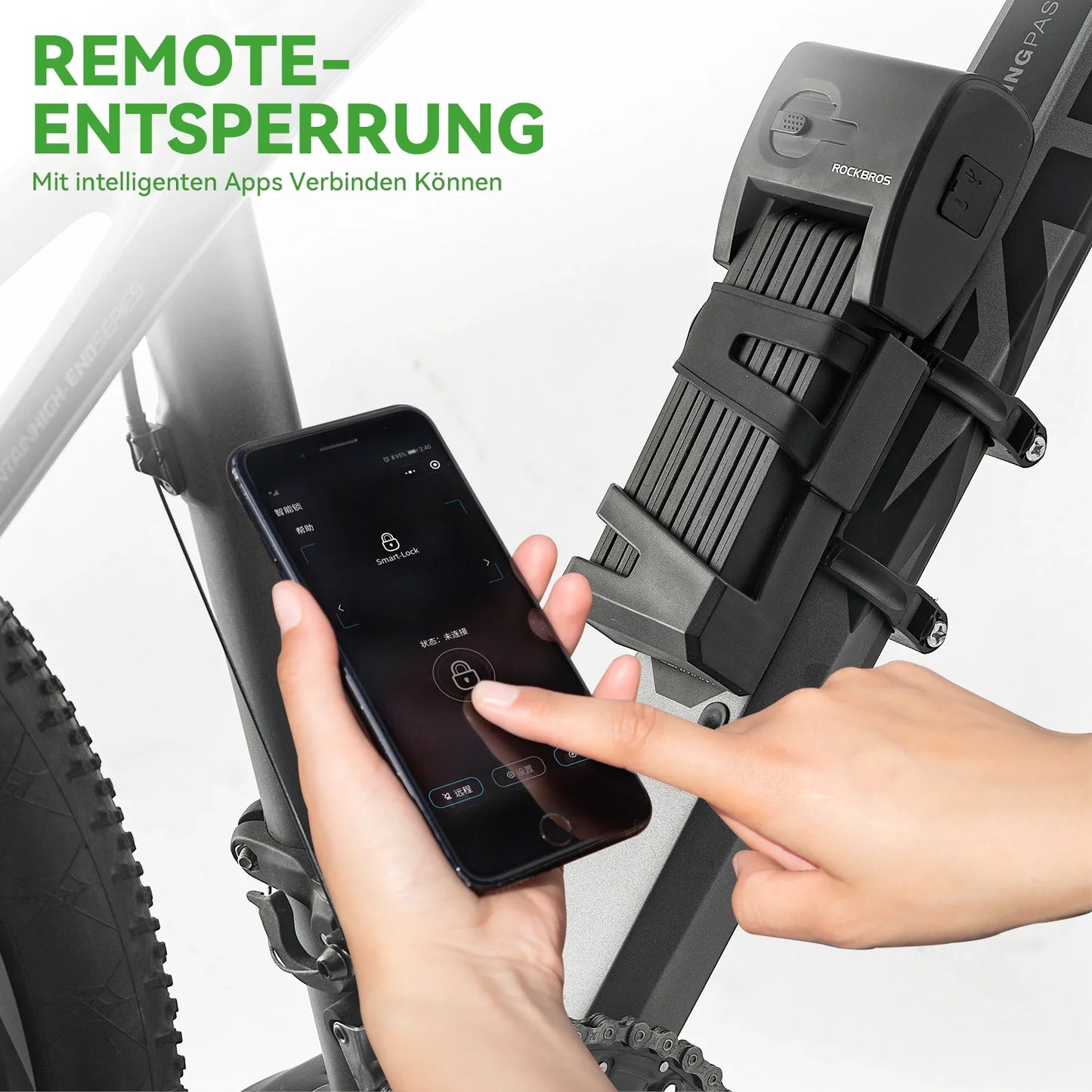 Bicycle fingerprint folding lock USB charging