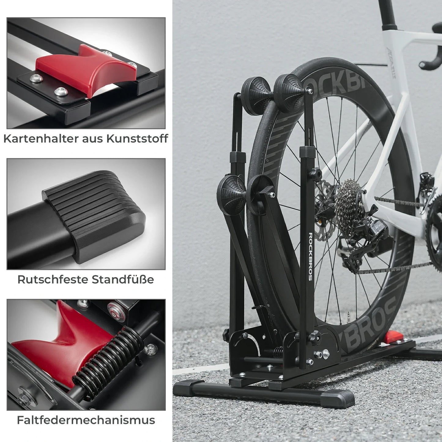 Bicycle folding stand with double struts made of carbon steel