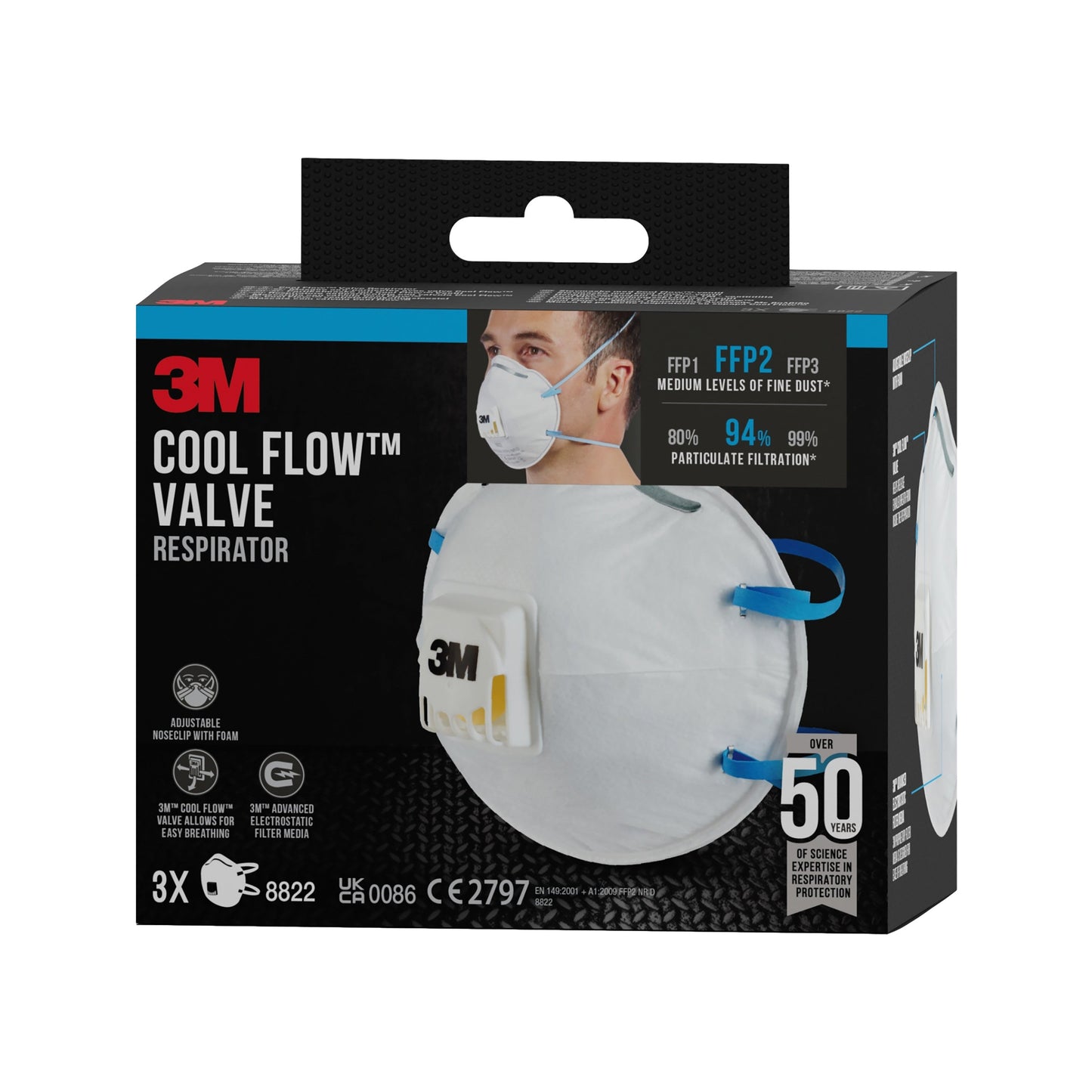 3M™ Cool Flow™ Partikelmaske 8822, FFP2, mit Ventil