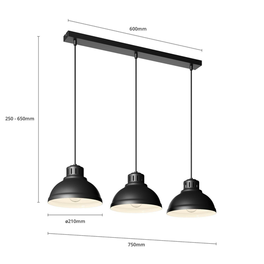 B-lager Euluna hengiljós Sven hengiljós lampar ljós þriggja pera E27 svart683