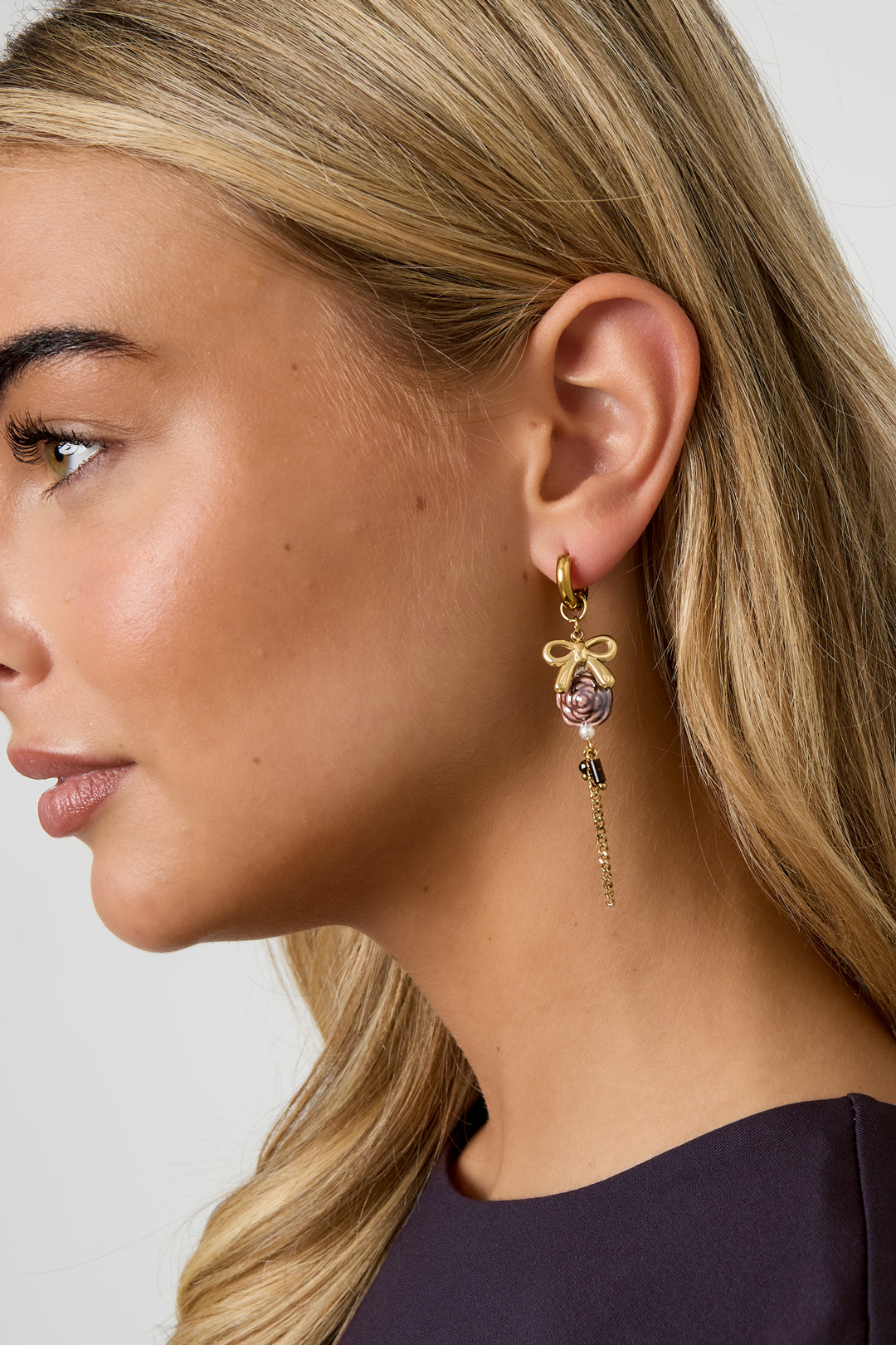 Edelstahl Tropfen Ohrringe Blume Casual Täglich Einfache Serie frauen schmuck