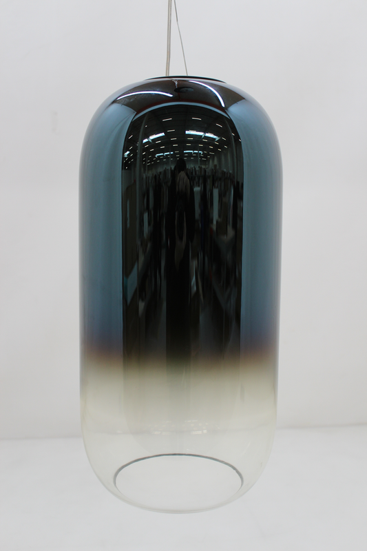 B-flokks Gople hengilampi, loftlampi, henglampi, gler, blár. Sjá texta. 