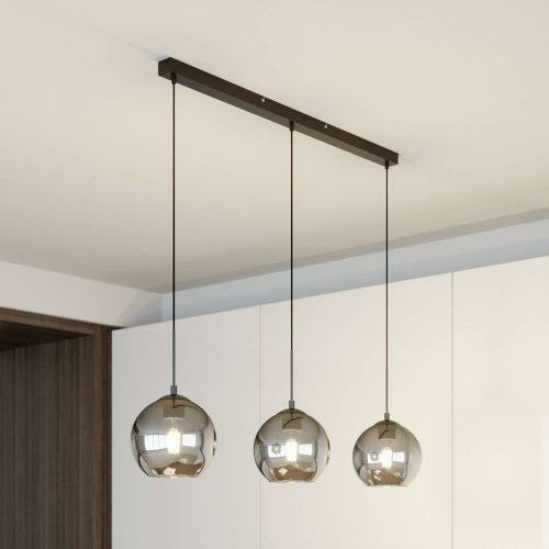 Hengilampi Lindby Sofian hengilampi ljósaperur 3 perur E27 reykgrár 