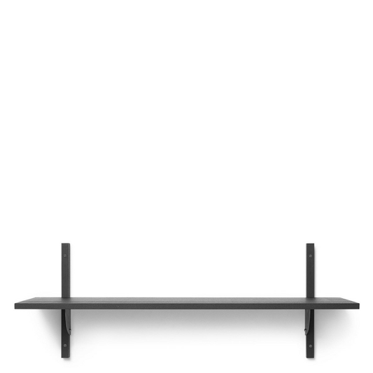 B-flokks Ferm Living Sector hilla, vegghilla, fljótandi hilla, tré, einbreið, ösku, svört