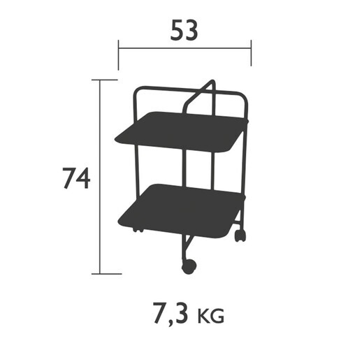 Fermob hliðarborð í B-flokki, hjólaborð, eldhúsvagn, borð á hjólum, Alfred, stormgrátt