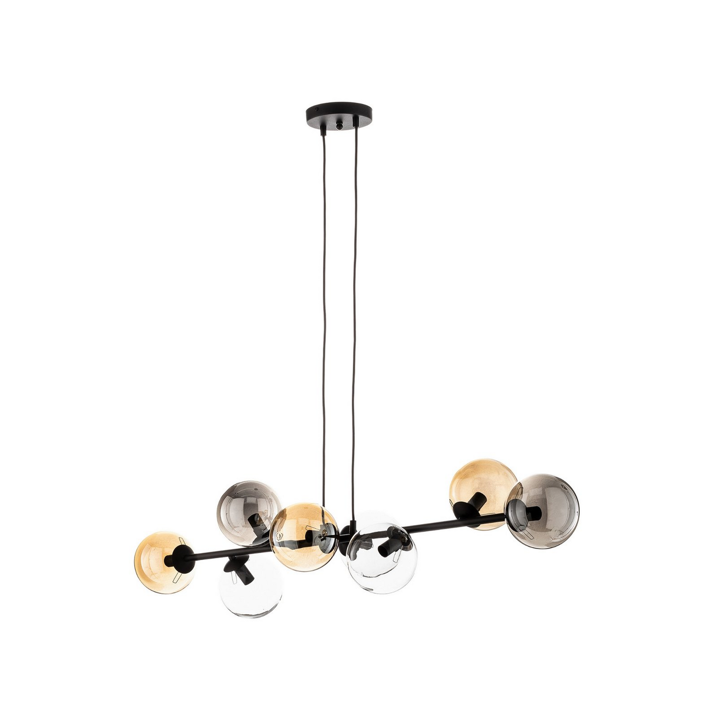 B-flokks Euluna hengiljós Glassy loftlampi hengiljós E14 8 ljós gler grafít AM643 