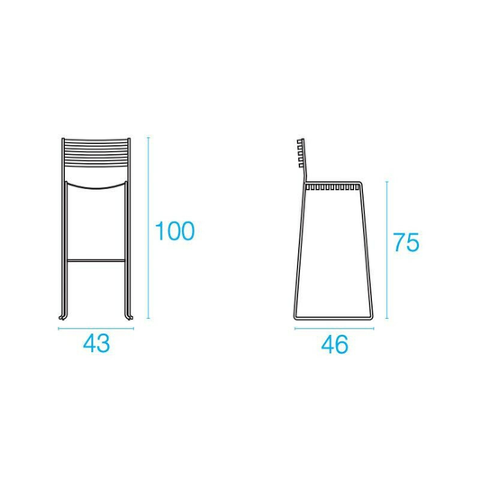 B-flokks Emu Aero útibarstóll, barstóll, stóll, svartur duftlakkaður 249