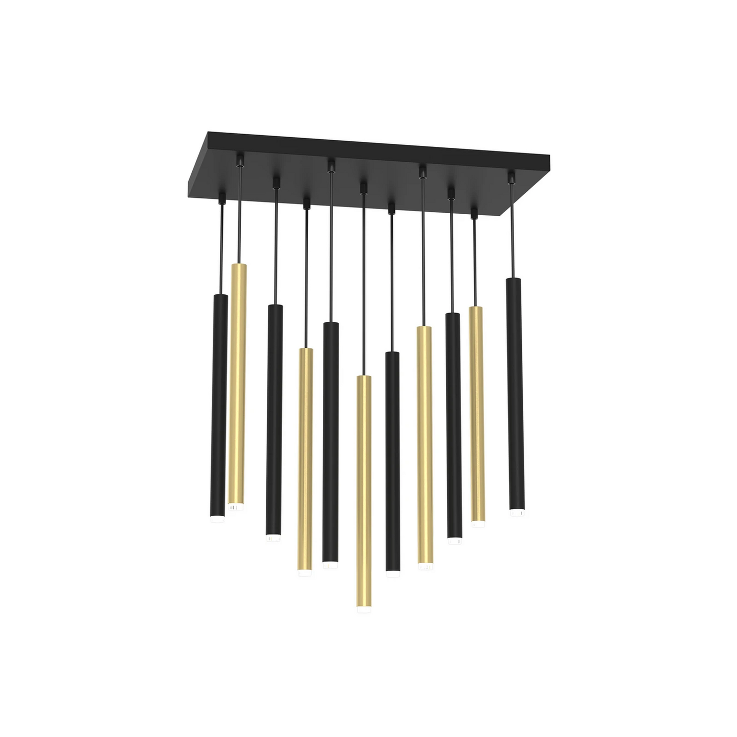 B-grade Monza pendant light, black and gold, eleven lights, ceiling lamp, ceiling light, lamp, spotlight