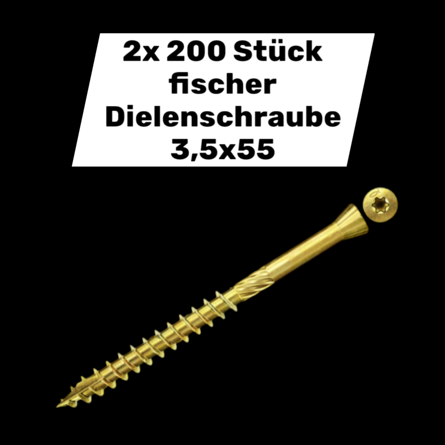 B-grade Fischer floorboard screw, 3.5x55 mm, partial thread, yellow, 400 screws