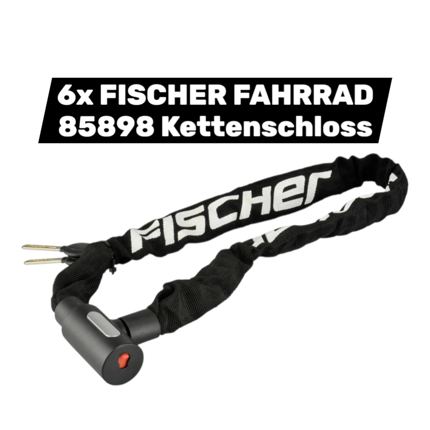B-grade Fischer bicycle chain lock, black, key lock, 6 pieces