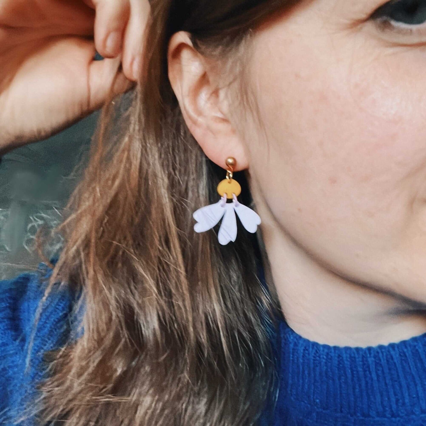 Flieder Astern Ohrringe