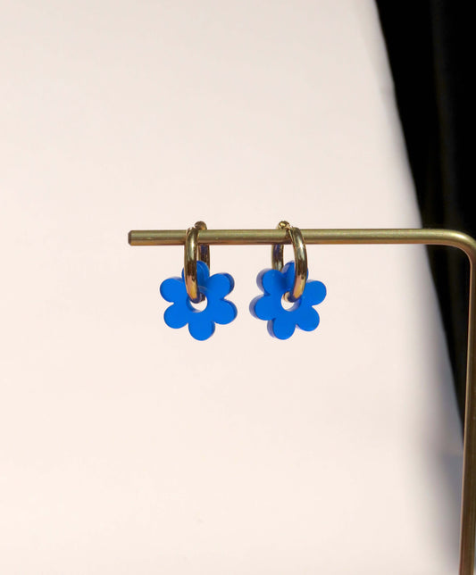 Royalblau Flower Edelstahl Hoops