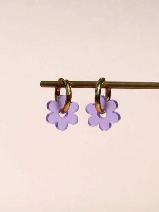 Violette Flower Edelstahl Hoops