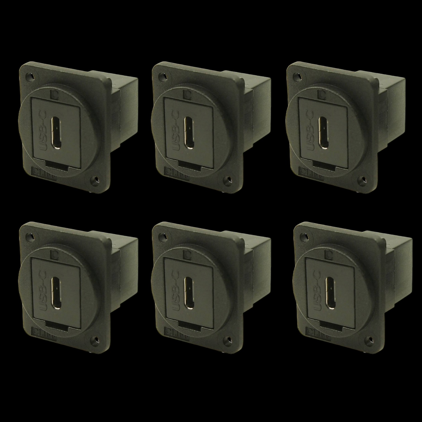 USB CF/F millistykki á lager, USB innstunga CP30201 X, svart, 6 stykki