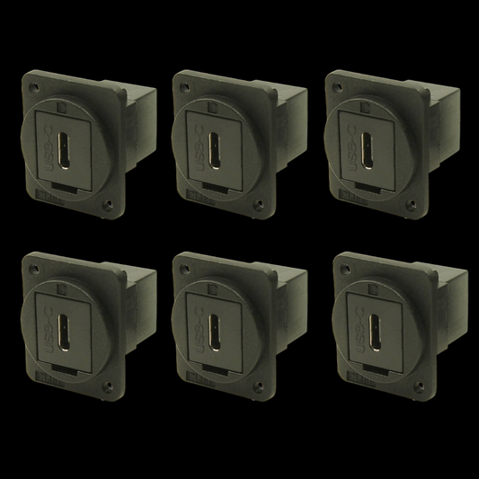 USB CF/F millistykki á lager, USB innstunga CP30201 X, svart, 6 stykki