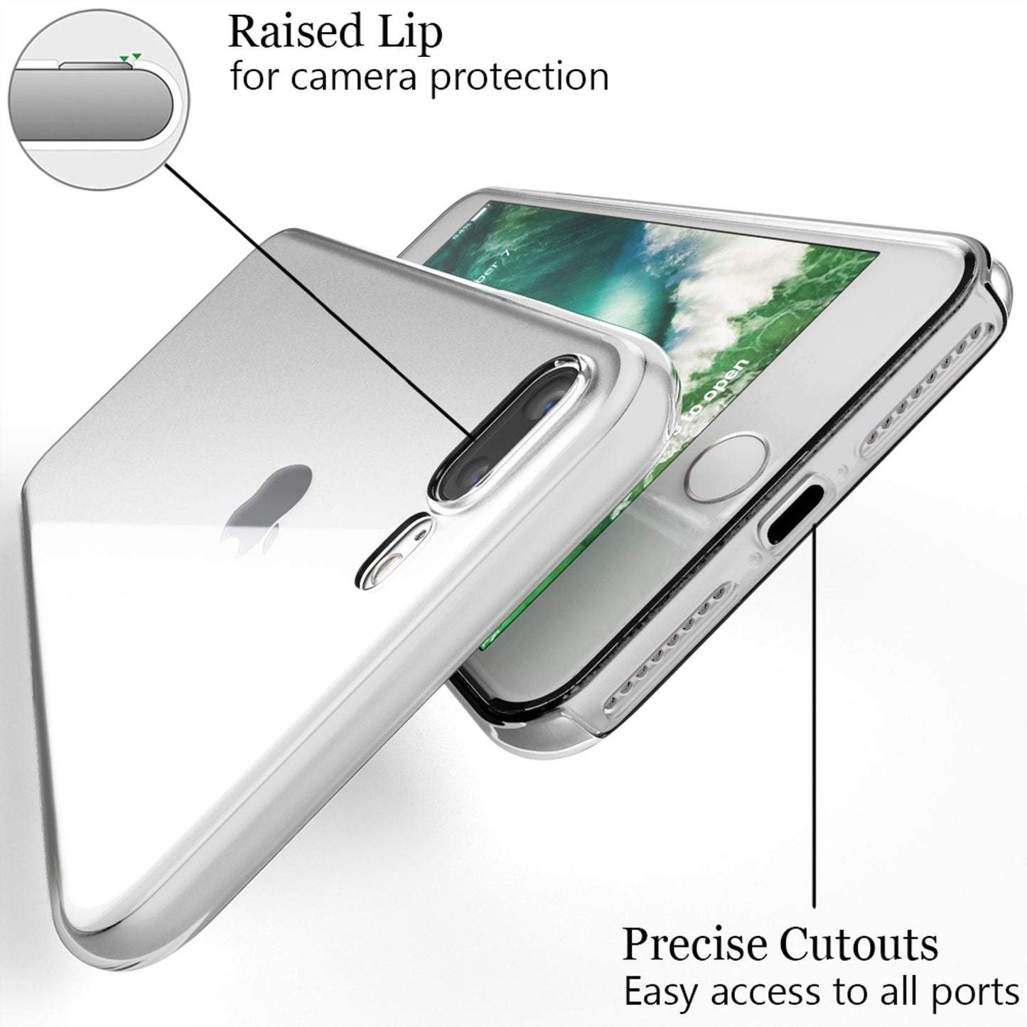 NALIA 360 Degree Phone Case for Apple iPhone 8 Plus / 7 Plus, Full Cover Case