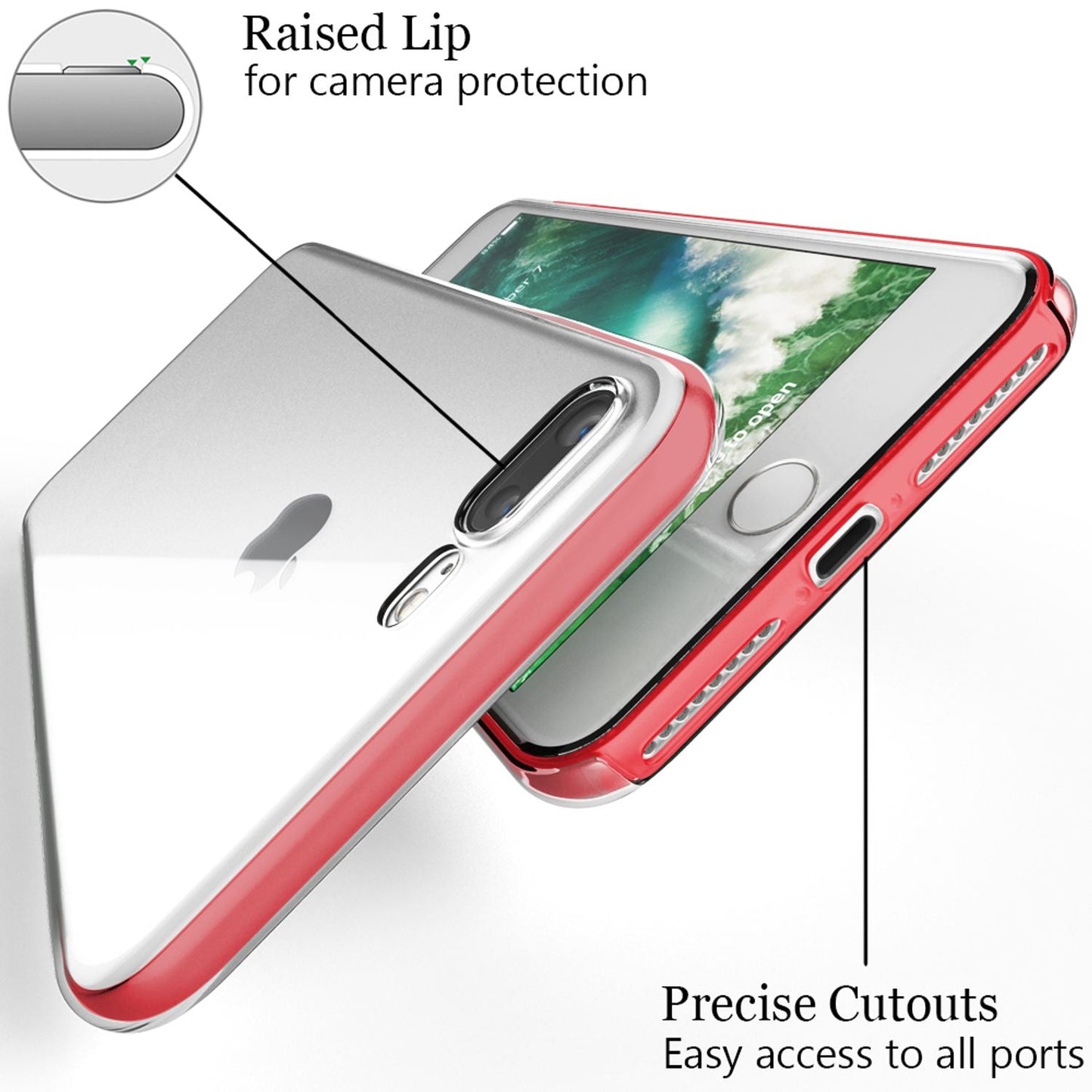 NALIA 360 Degree Phone Case for Apple iPhone 8 Plus / 7 Plus, Full Cover Case