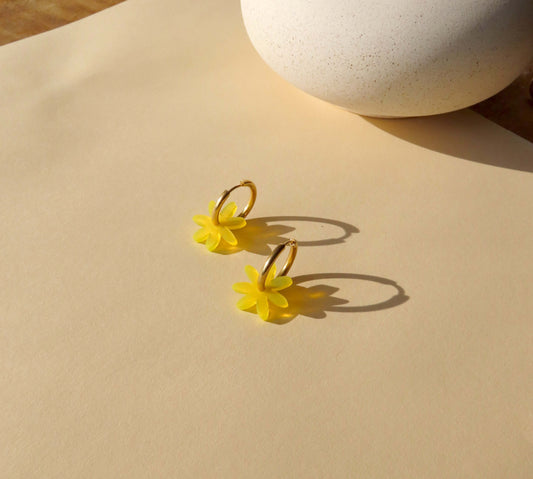 Gelbe Margarite Edelstahl Hoops