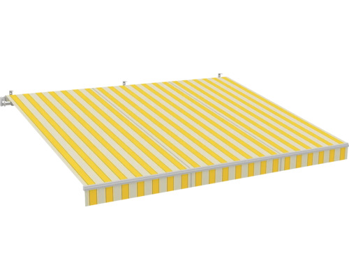 Samanbrjótanleg markísa í B-flokki, sólskyggni 5x3, gult/grátt efni í litnum lótusáferð RAL 9006