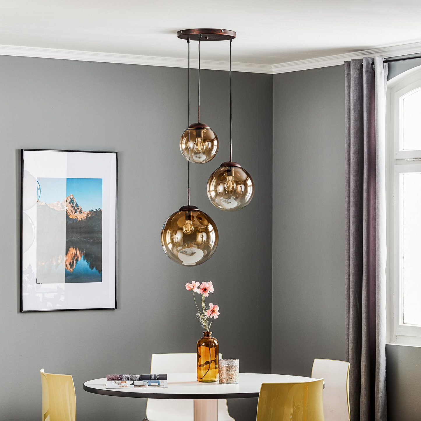 Globo glerhengiljós Varus hengilampi lampi ljós Amber 3 fl. E27 ø 51853 