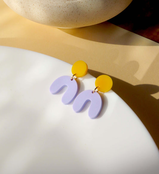 Goldgelb Flieder Arch Bogen Ohrringe