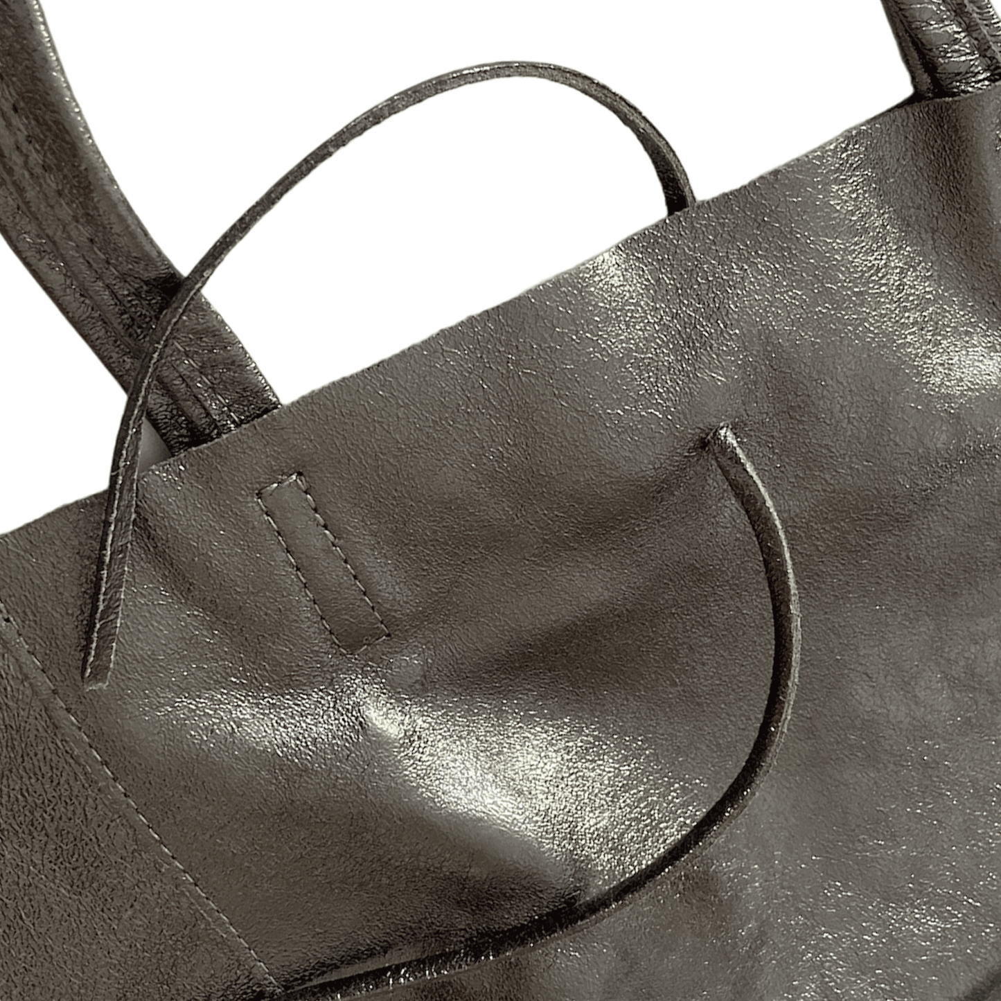Leder Shopper mit Innentasche Altsilber