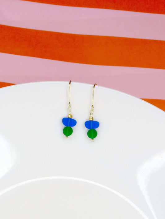 Color Treats Ohrringe blau grün mit gold filled Elementen