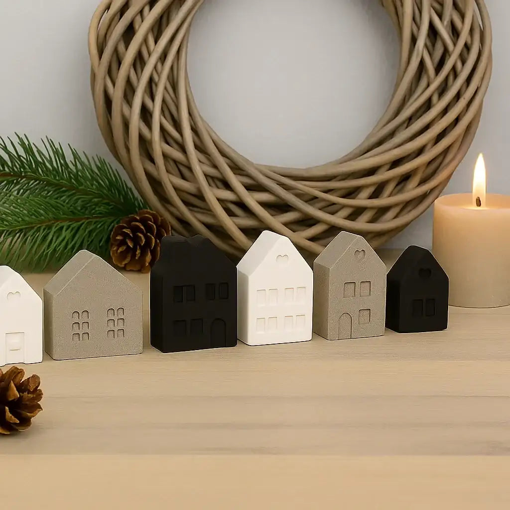 Set of 15 mini decorative houses – for your creative DIY ideas