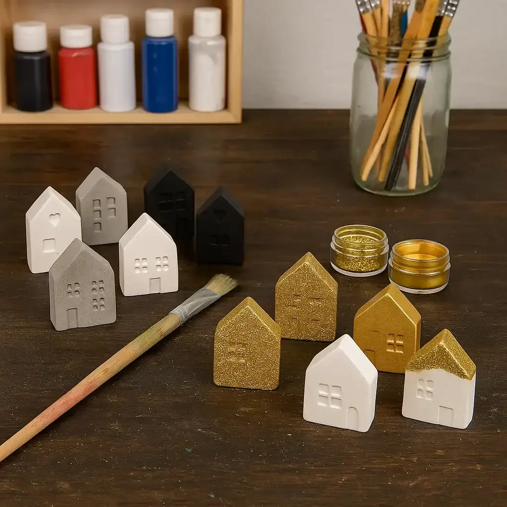 Set of 15 mini decorative houses – for your creative DIY ideas